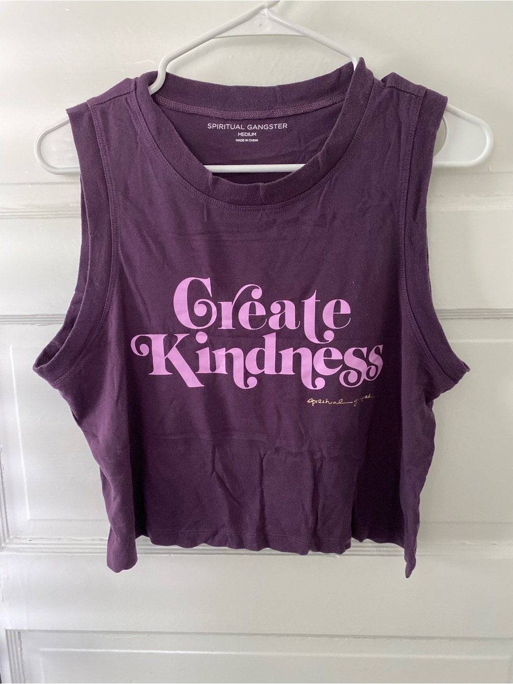 Spiritual Gangster Purple Tank with Pink "Create Kindness" Graphic